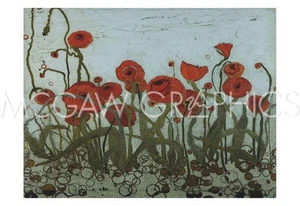 Poppyfield I, Karen Tusinski, Wall Art Print Poster  13" x 19"             702 - Picture 1 of 2