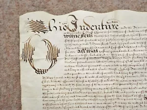 1650 Saul Moreton Valence Gloucestershire 17th century Vellum Deed Indenture - Picture 1 of 14