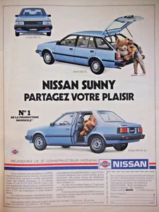 PUBLICITÉ DE PRESSE 1984 NISSAN SUNNY PARTAGEZ VOTRE PLAISIR - Picture 1 of 1