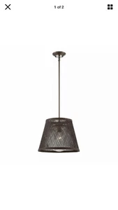 Messina 1 Light Outdoor Pendant Architectural Bronze Brown Wicker - Picture 1 of 8