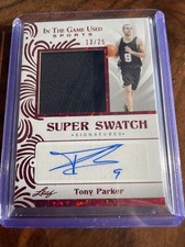 TONY PARKER Auto 2022 Leaf In the GAME USED Sports Super Swatch Spurs 13/25