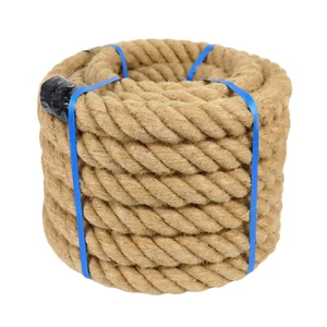 2 Inch Natural Jute Rope, 50 Feet Thick Hemp Rope, 4 Strands Twisted Manila R... - Picture 1 of 7