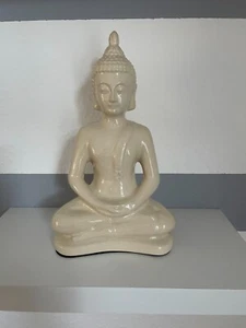 Buddha Figur sitzend Keramik Creme - Bild 1 von 2