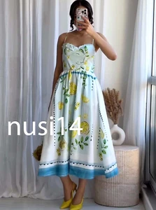 ZARA NUEVO VESTIDO MIDI MUJER TIRAS VOLANTES ESTAMPADO LIMÓN POPELINA 3454/347/050 - Imagen 1 de 7