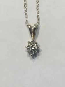 10k Solid Yellow Gold Diamond Pendant and 18" Chain 0.92 Grams 10K Gold - Picture 1 of 8