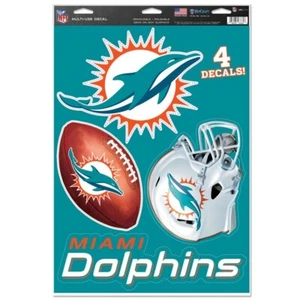 MIAMI DOLPHINS 4-PACK MULTI USE REMOVABLE REUSABLE DECALS WINCRAFT - Picture 1 of 1
