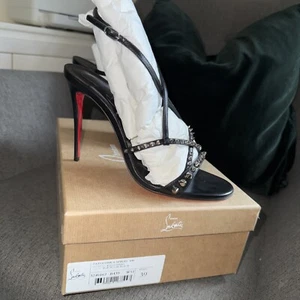 NEW Louboutin Tatooshka Spikes 100 Black Sandal Heels - 39/6 - Picture 1 of 20