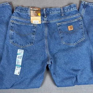 NWT CARHARTT Jeans Mens 36x34 Relaxed Fit Flannel-Lined 5 pocket B172 DST - Picture 1 of 14