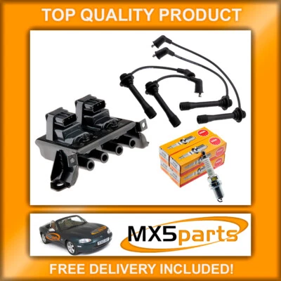 MX5 Ignition Leads Spark Plugs & 3 Pin Coil Pack Mazda MX-5 Mk2 NB 1.8 1998>2000 - Image 1 of 4