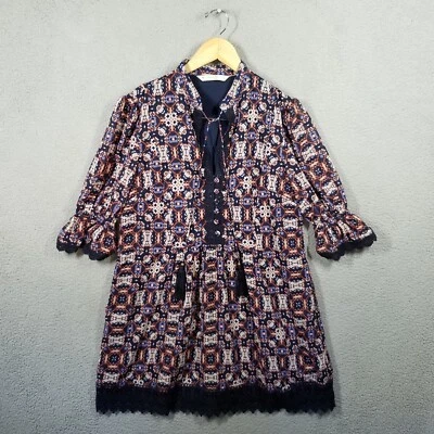 Vestido Wayward Fancies eShakti 12 L Azteca Crochet Ribete Resort Evento Bohemio Foto 1 de 4