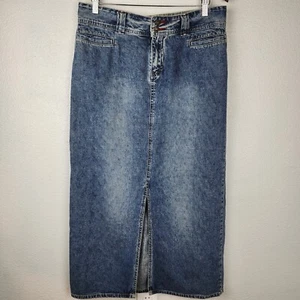 UnionBay Vintage Long Denim Skirt Sz 13 Front Slit Pockets Western Casual - Picture 1 of 16