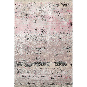 2' x 3' Hand Knotted Wool & Silk Transitional Tibetan Oriental Area Rug 2x3 Pink