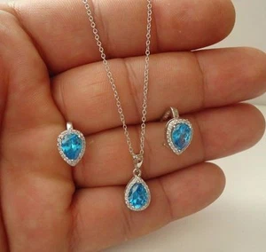 ANHÄNGER & OHRRING SET MIT 7,20 CT TOPAS & AKZENTEN /925 STERLINGSILBER - Bild 1 von 8