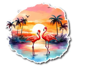 Flamingo Vinyl Decal Sticker, Tropical Window, Car, Laptop Vinyl decal - Picture 1 of 1