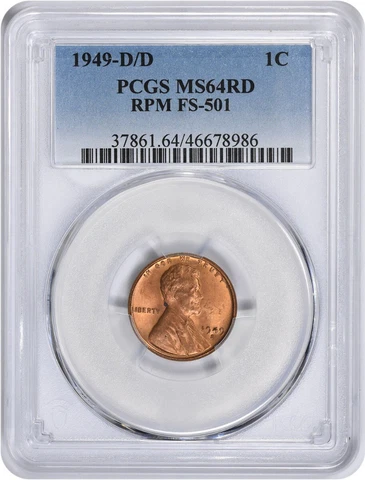 1949-D/D Lincoln Cent RPM FS-501 MS64RD PCGS Cover