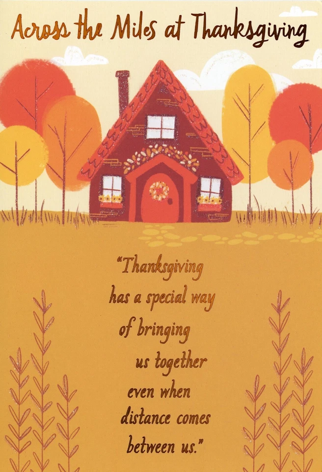 Across the Miles THANKSGIVING Card, Cozy Autumn House by Hallmark + Envelope - Image 1 of 4