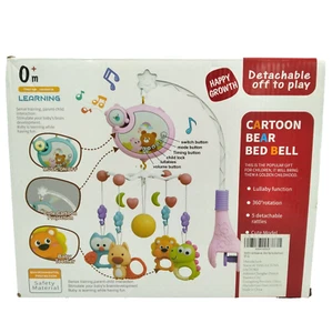 Musical Baby Bear Crib Mobile Girl Music 360 Degree Rotation 5 Detachable Rattle - Picture 1 of 12