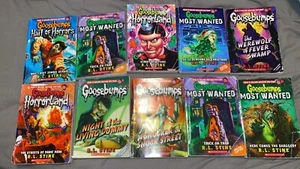 Mixed Lot Of 10 RL Stine Books Goosebumps Horrorland Most Wanted Vintage - Imagen 1 de 7