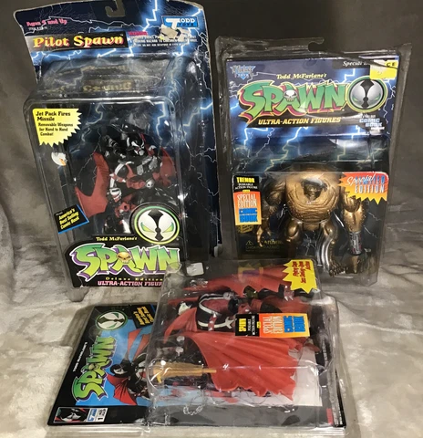 3 McFarlane Spawn  Action Figures - Spawn, Spawn Pilot, & Tremor, NIP READ Cover