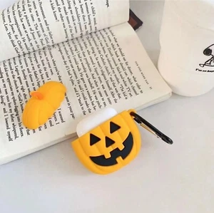 Halloween Kürbis Cartoon Hülle mit Clip Silikon Cover für Airpods 1 2 3 - Bild 1 von 6