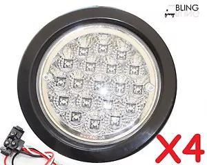 4 Truck Trailer LED Round 4" Back-up Reverse Fog + STRONG WHITE LIGHTS w Grommet - Foto 1 di 9