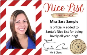 Santa Claus Naughty or Nice List certificate PVC Card - Personalised with Photo - Picture 1 of 12