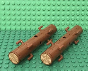 Lego City 2 Reddish Brown Logs With 2x2 Tiles With Trunk Tree Stump On Both Ends - Picture 1 of 3