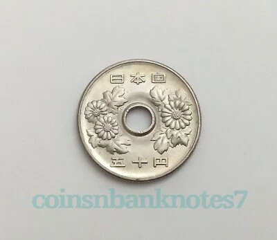 Moneda de 50 yenes Japón 1967, Y#81 sin circular/flor Foto 1 de 2