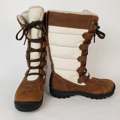 Timberland Boots Womens 6.5 Brown Beige Mt Hayes Tall Waterproof Faux Fur Mid - Image 1 of 4