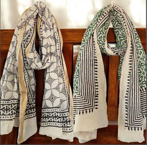 Hand Block gedruckt Baumwolle Sarong blau Strand Halstuch Pareo langer Schal groß Sarong - Bild 1 von 7