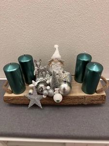 Adventsgesteck Weihnachtsgesteck silber Weihnachten Winter Adventskranz Rentier - Bild 1 von 4