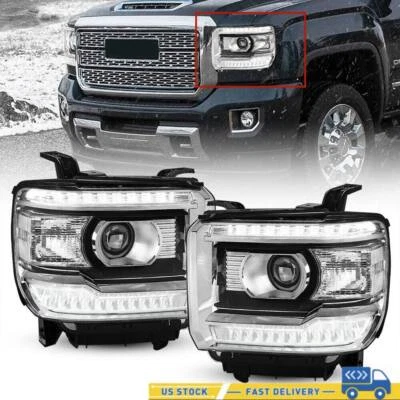 Clear LED Head DRL Lights Lamps For 2014-2018 GMC Sierra 1500 2500 3500 - Image 1 of 4