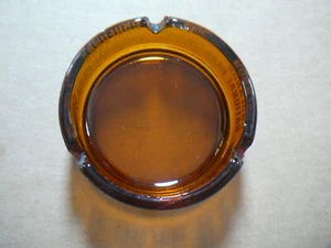 BADLANDS NATIONAL PARK - South Dakota Vintage Round Amber Glass Ashtray Buffalo - Picture 1 of 6