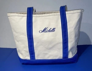 Vintage LL Bean Boat And Tote Bag MICHELLE Blue Made In USA 15 Inch Clean - Picture 1 of 16
