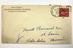 1929 US CDS Merchant Corner Cachet Cover Kost Battery Station MN Envelope 716B - Picture 1 of 4