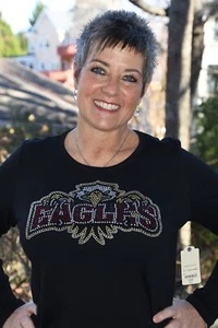 Camicia Eagles strass bling XS S M L XL XXL 1X 2X 3X 4X 5X oro rosso frutteto Pk - Foto 1 di 10
