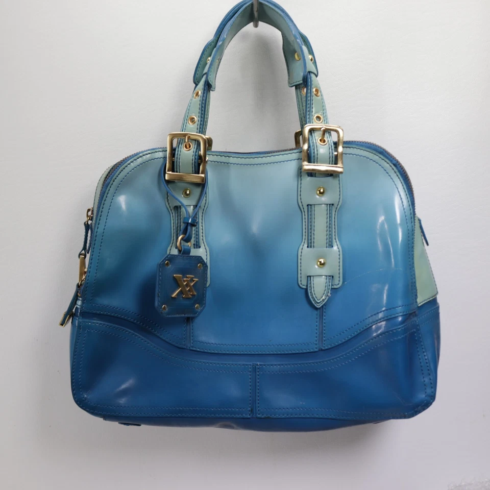 Vtg Maxx New York Satchel Handbag L Blue Green Gradient Bowling Lined Bag - Image 1 of 4