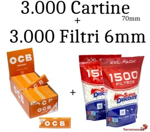 3.000 Papeles OCB Arancione 70mm + 3.000 Filtros 6mm - Foto 1 di 6