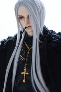 Peluca de pelo larga recta gris plata flecos extra largos 1/3 8-9-10" Pullip Bjd - Imagen 1 de 2