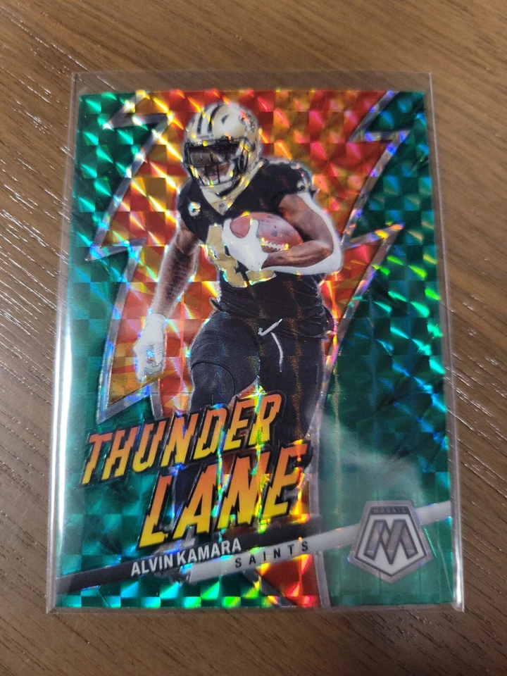 2023 Panini Mosaic Football - ALVIN KAMARA #TL-AK "Thunder Lane" Green Prizm - Image 1 of 4