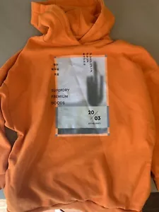 Superdry Hoodie Mens Large Orange Pullover Sweatshirt Drawstring - Picture 1 of 7