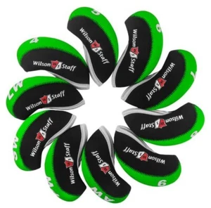 10Pcs Wilson Staff Club Golf Iron Head Covers Headcovers Neoprene Green - Picture 1 of 2
