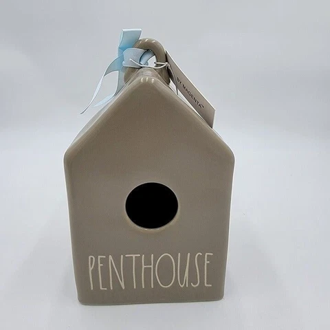 Rae Dunn Penthouse Birdhouse Gray Pottery Display Functional Farmhouse NWT Cover