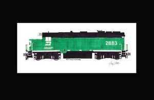 Burlington Northern GP39M #2883 11""x17"" mattierter Druck Andy Fletcher signiert - Bild 1 von 1