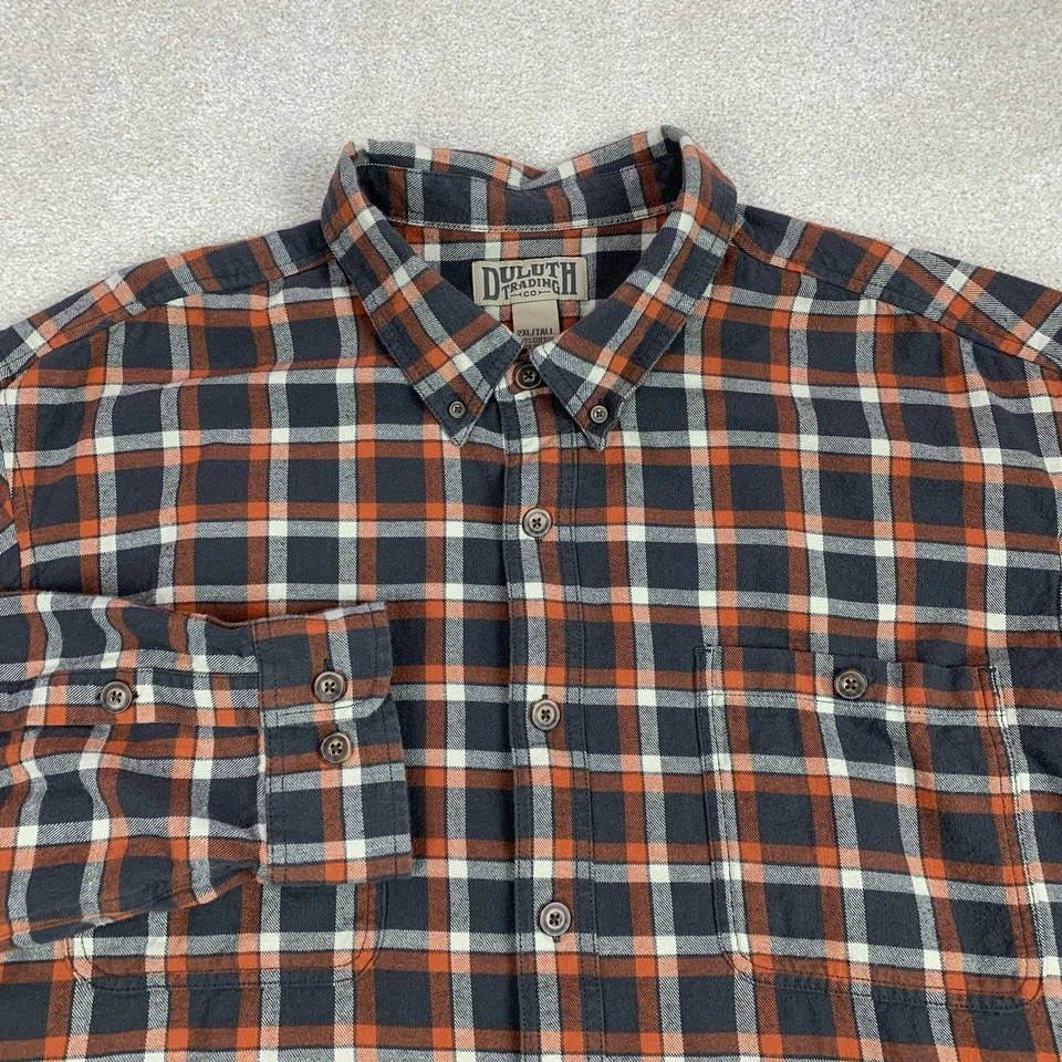 Мужская рубашка Duluth Trading Co 2XL высокая с длинным рукавом клетчатая фланелевая на пуговицах - Изображение 1 из 4