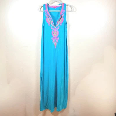 Lilly Pulitzer Nolia Cover-Up Maxi Dress Turquoise Oasis Women Small NWOT "READ" - Image 1 of 4
