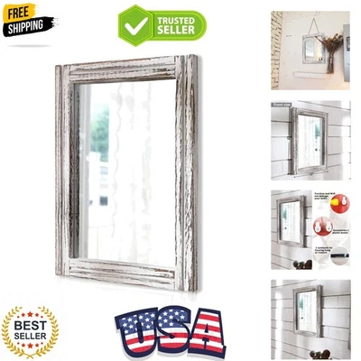 Versatile Rustic Wall Mirror - 16x12 Framed Design for Bathroom & Living Room - Image 1 of 4