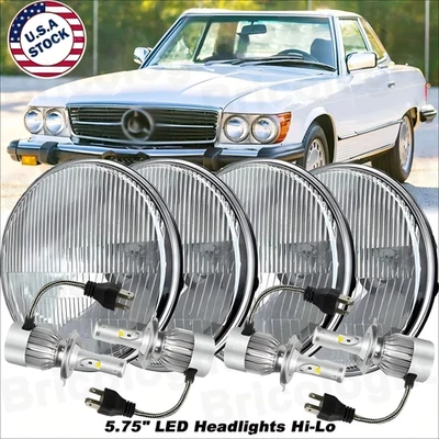 Faros LED redondos de haz alto bajo A para Mercedes-Benz 380SL 450SL 560SL 4 PIEZAS 5,75" Foto 1 de 4