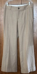 Banana Republic Jackson Fit Camel Wide Leg Mid Rise Pants 14 S Wool Stretch - Picture 1 of 11