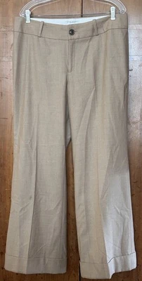 Banana Republic Jackson Fit Camel Wide Leg Mid Rise Pants 14 S Wool Stretch - Image 1 of 4